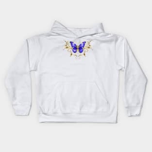 Sapphire Butterfly with Gold Pattern Kids Hoodie